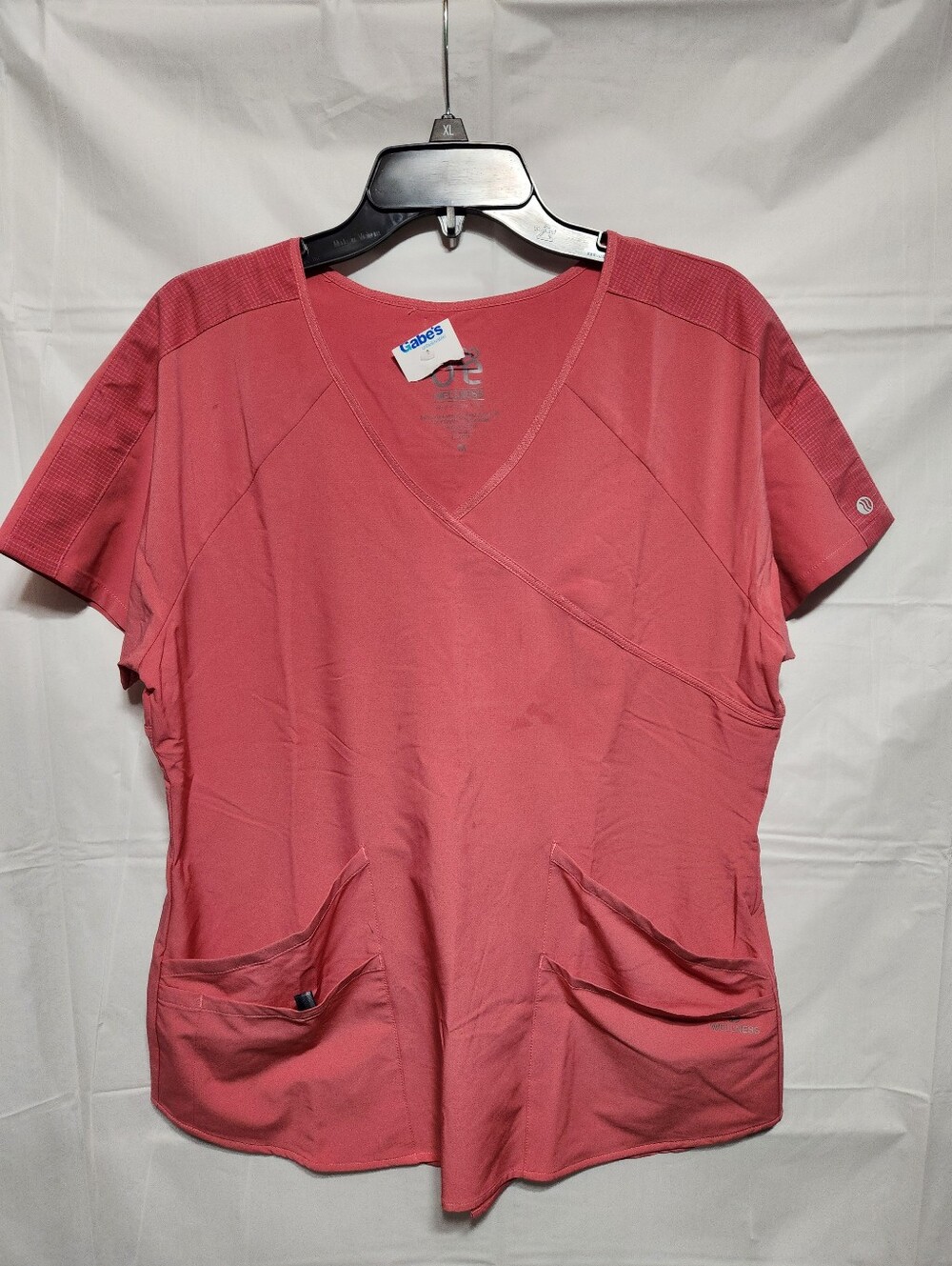 Women's V-Neck Scrub Top in Coral Pink